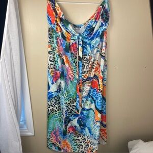 Venus Woman’s Colorful Animal Print Strapless Dress Silicone Lined Plus 3X